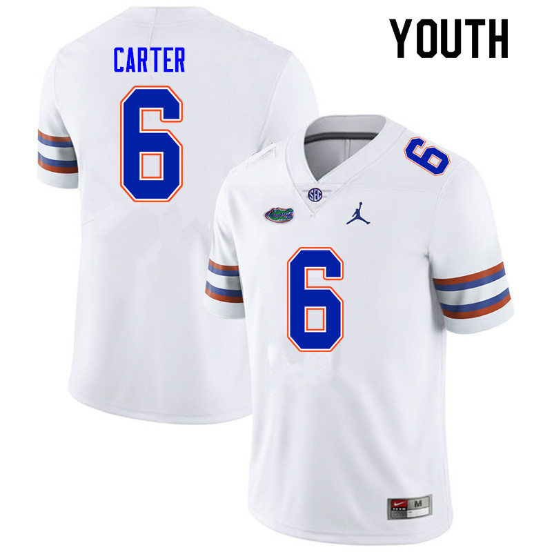 Youth #6 Zachary Carter Florida Gators College Football Jerseys Sale-White